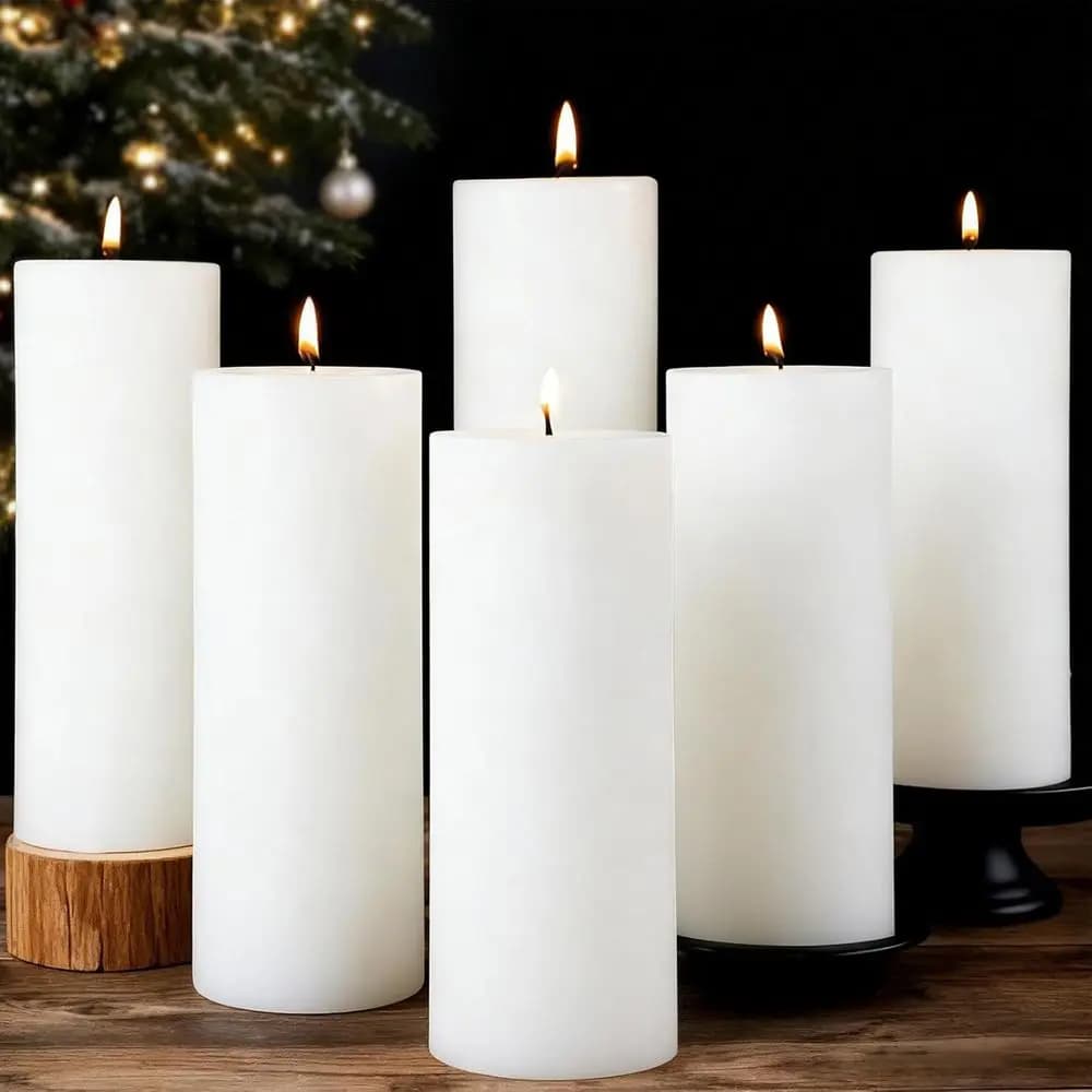 Confezione da 6 Candele Cilindriche Bianche Non Profumate Lunghe 2,8x8 Pollici a Lunga Durata per Casa, Eventi e Decorazioni