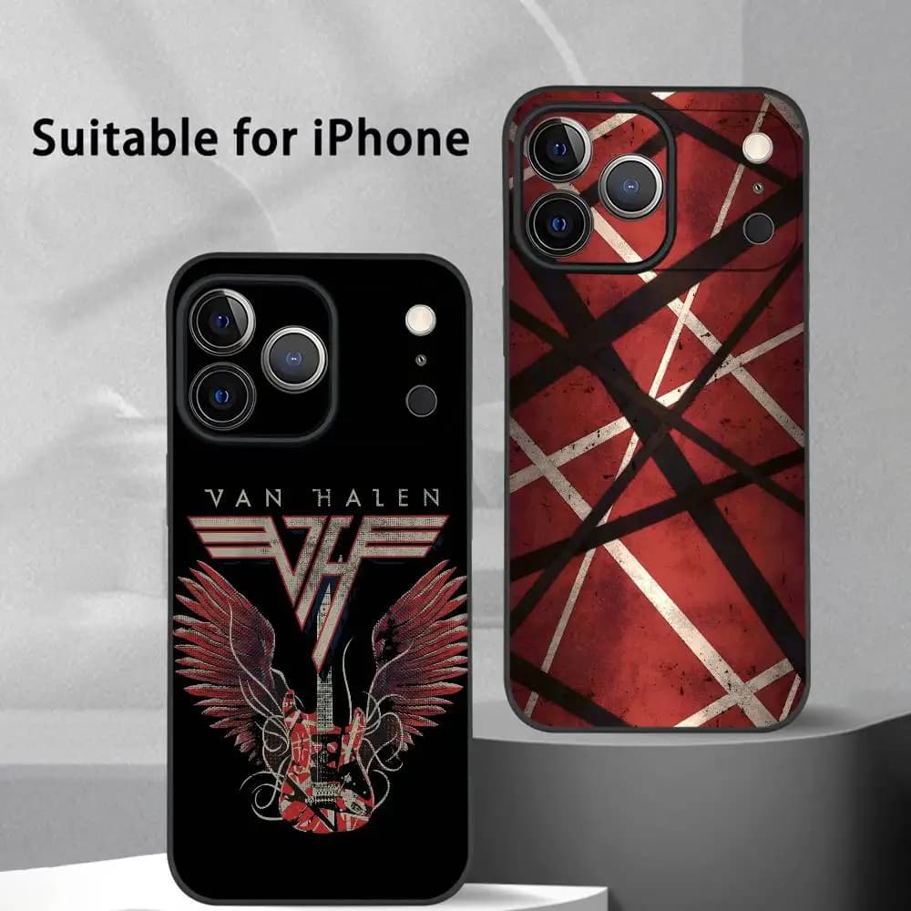 E-Eddie Van H-Halen Singer Custodia per telefono per IPhone 17 16 15 14 13 12 11 Pro Max Plus Mini Nero satinato Soft Shell Funda