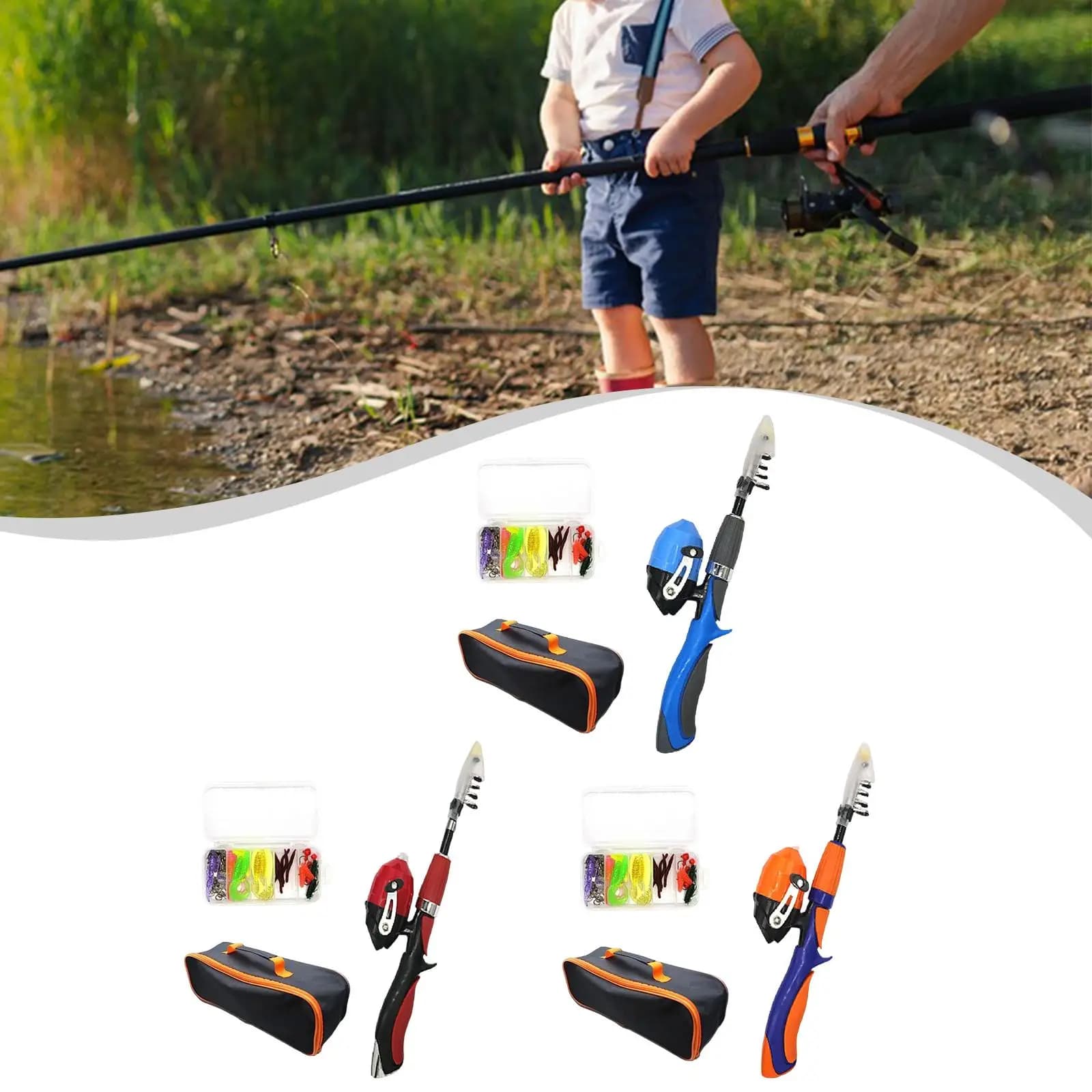Complete set combined fishing rod and children's reel Kit fishing rod for young people with bag equipment for beginners