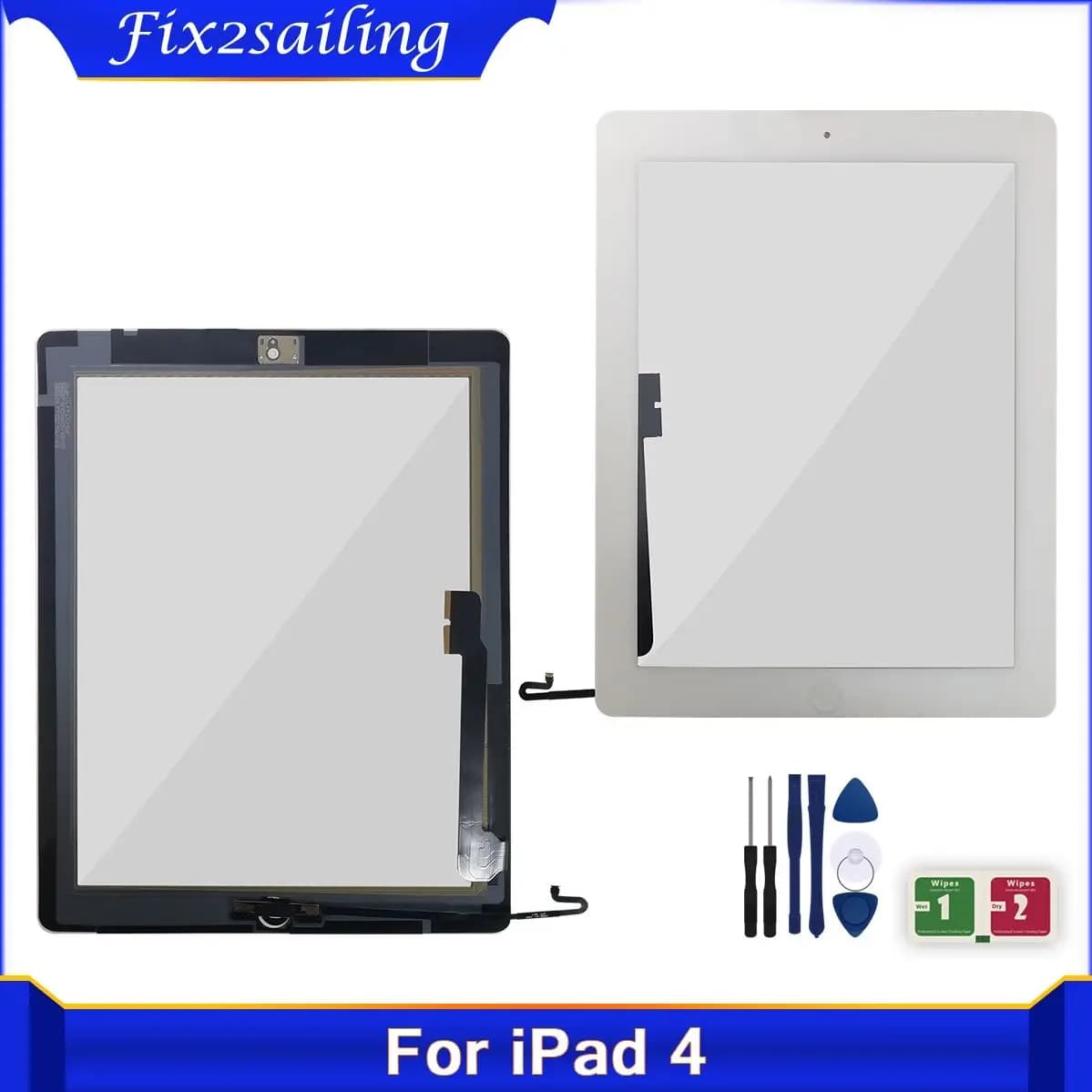 Touch Screen Per iPad 4 4th Gen A1458 A1459 A1460 9.7 "Esterno TouchScreen Digitizer Pannello Frontale In Vetro di Ricambio + Tasto