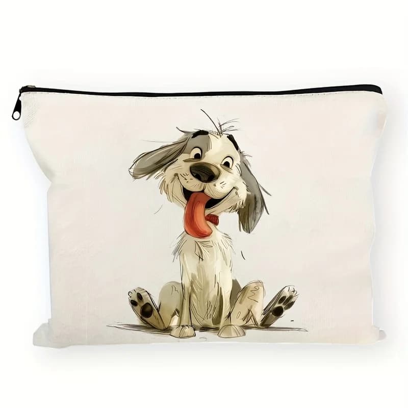 A nice bag for makeup for cartoon puppies: a multifunctional zipper case, a bag for storing jewelry, a small bag with perfect travel zipper.