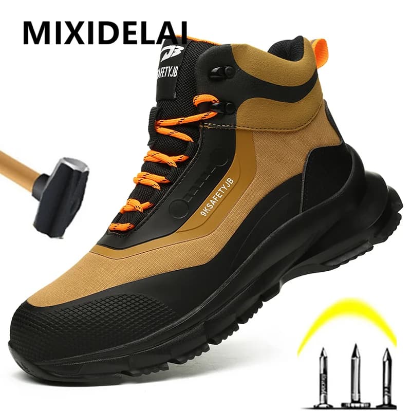 Scarpe indistruttibili per esterni Stivali da lavoro Scarpe con punta in acciaio Stivali antinfortunistici da uomo Anti-sfondamento Scarpe industriali antiforatura antiscivolo