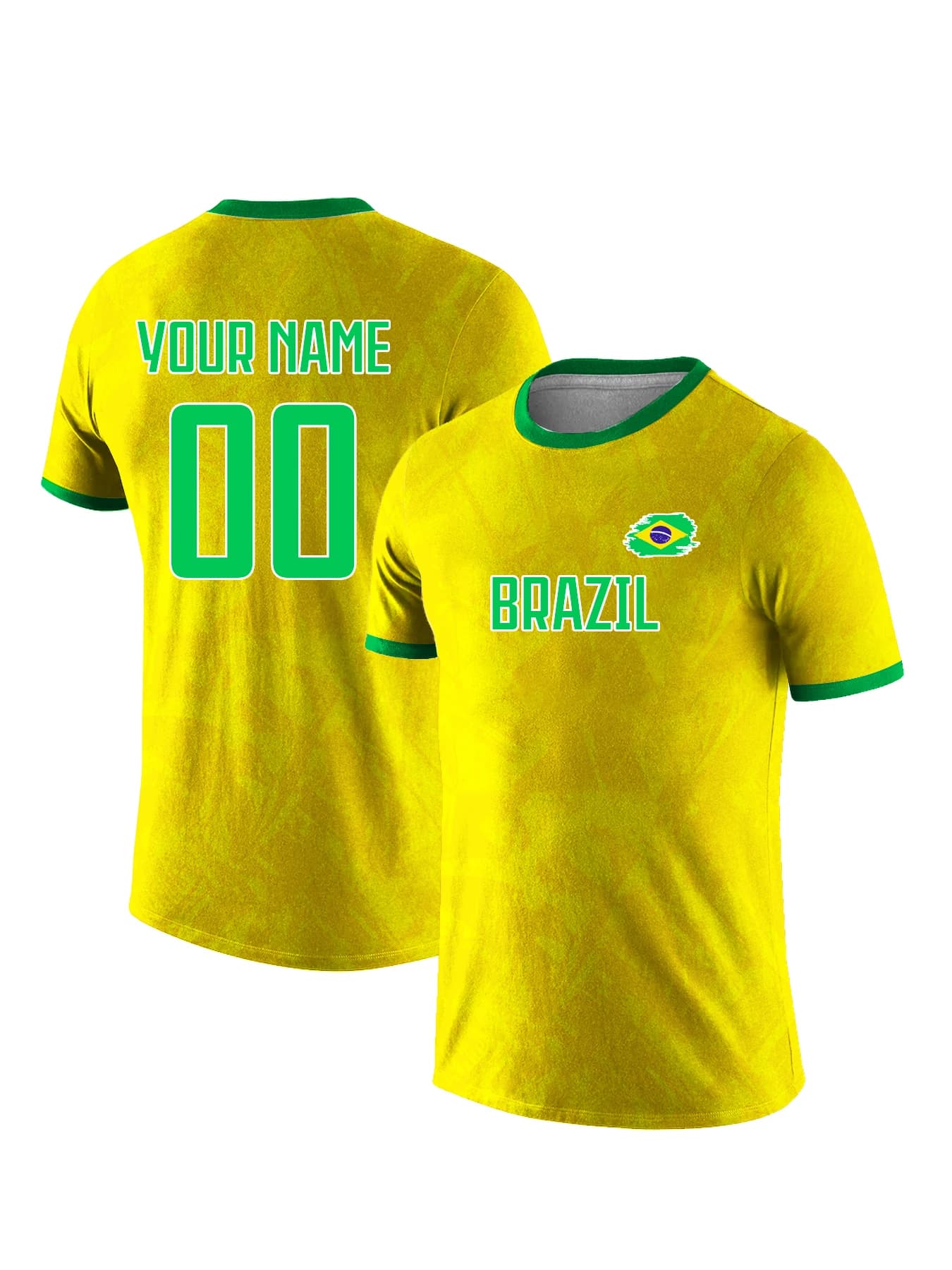 Maglietta Personalizzata della Nazionale Brasiliana di Calcio per Uomo, Nome e Numero Personalizzati, Abbigliamento Sportivo Traspirante ad Asciugatura Rapida