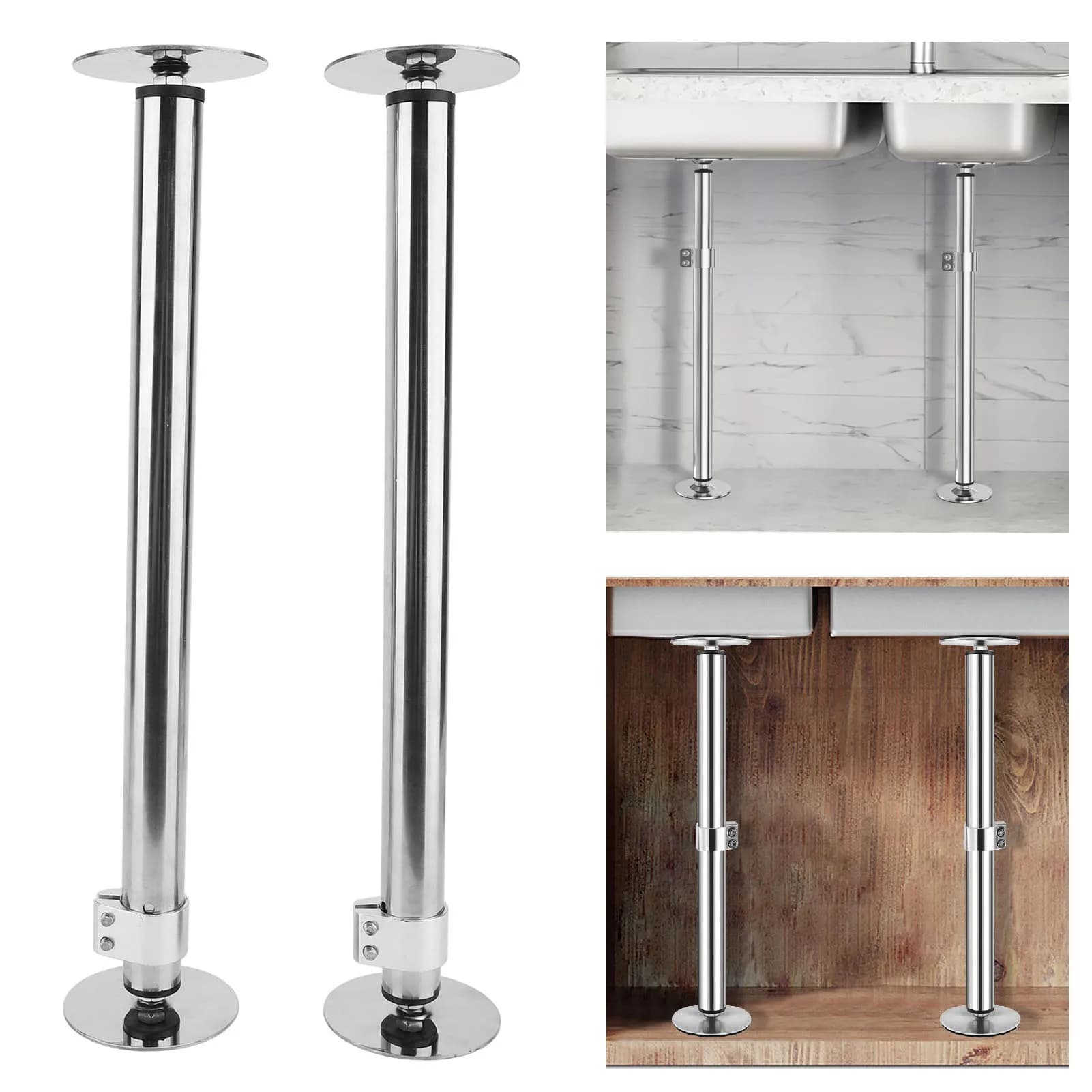 2 staffe per lavello sottopiano, kit di supporto regolabile in acciaio inossidabile da 45-78 cm per riparazione di lavelli da cucina e bagno