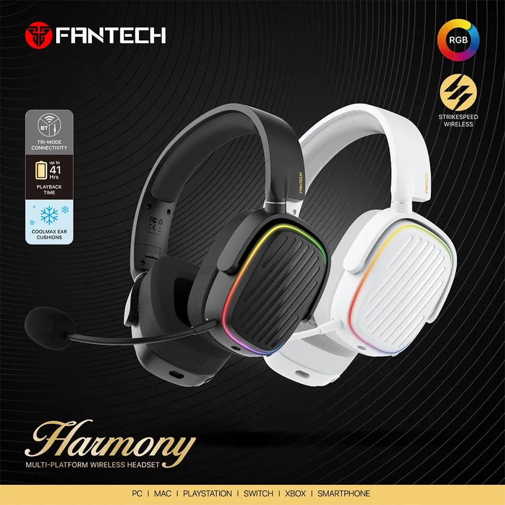 Harmony WHG02 RGB Bluetooth 5.3 2.4G 3.5mm Wireless Wired Headphones for PC PS4 PS5 Mobile iPhone Switch