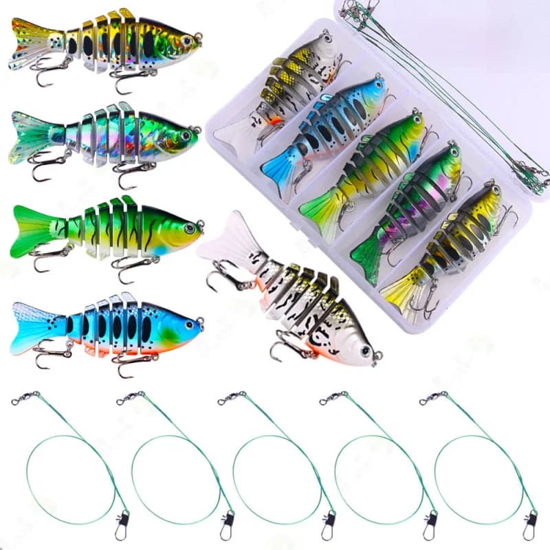 Set of 5 Artificial 100mm 15.6G Bionic Multisection Fishing Set for Bass, Snakehead and Catfish in Freshwater