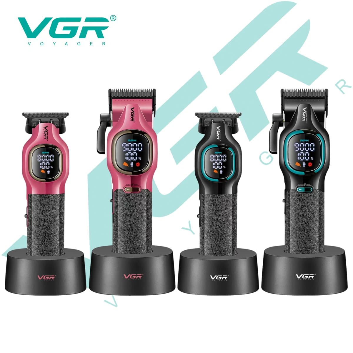 VGR V-886 S2 High-End Hair Clipper Set Alloy Blade Metal Body 9000 RPM USB Oil Head Carving Push Shear Two-Piece Hair Trimmer