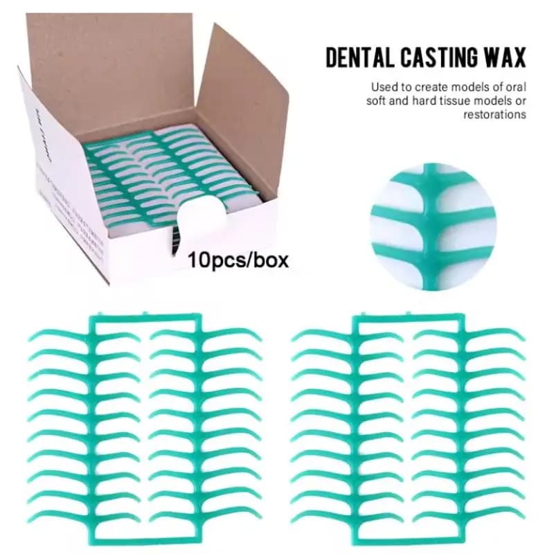 Griglia quadrata in rete di cera per laboratorio dentale da 1 scatola con foglio a forma di foro per materiale da laboratorio odontoiatrico di progettazione parziale in metallo pressofuso