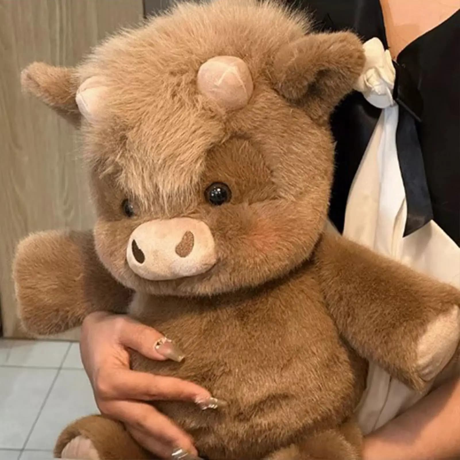 Peluche Mucca 45 cm, Cuscino Morbido Abbracciabile, Giocattolo Imbottito, Simpatico Peluche Mucca per Bambini e Bambine, per Cameretta, Comodino, Divano, Soggiorno