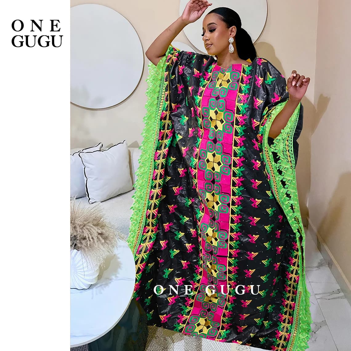 Africano tradizionale Bazin Riche Boubou con broccato Guipure e pietre nero nigeriano Mali cucito abito Dashiki abito Mix Size Robe