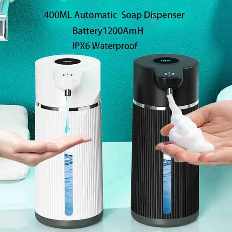 Dispenser di Sapone Automatico 420ML Impermeabile IPX6 Senza Contatto Intelligente Ricaricabile USB C 1200 MAH