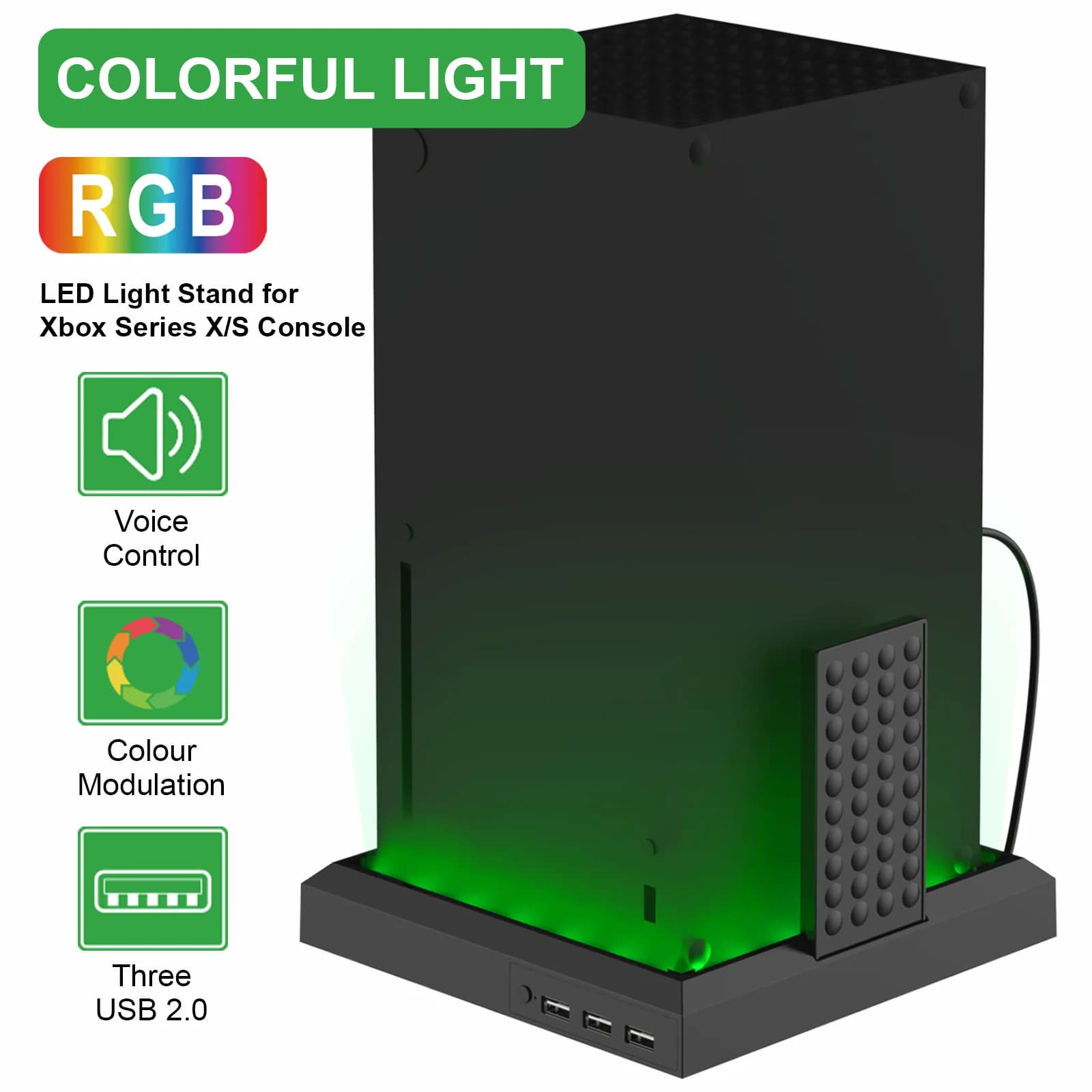 Accessorio da gioco con base LED multicolore RGB con effetto luce ambientale per console e controller compatibili con XBOX SERIES X/S