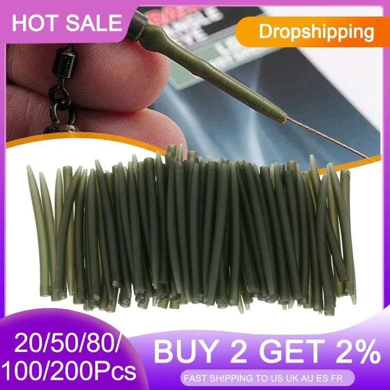 53mm TPR Terminal Anti Tangle Sleeves Connect with Fishing Hooks Carp Fishing Tackle Boxes Pesca Iscas Tool 20/50/80/100/200Pcs