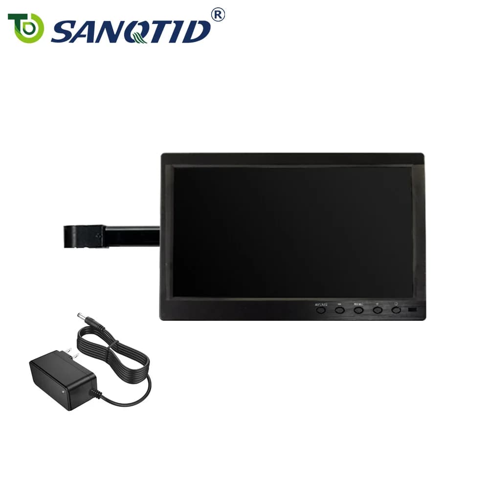 10 Inch LCD Monitor HD Display with Boom Arm Stand IP55 Rated Microscope Monitor for Microscope Camera and PC