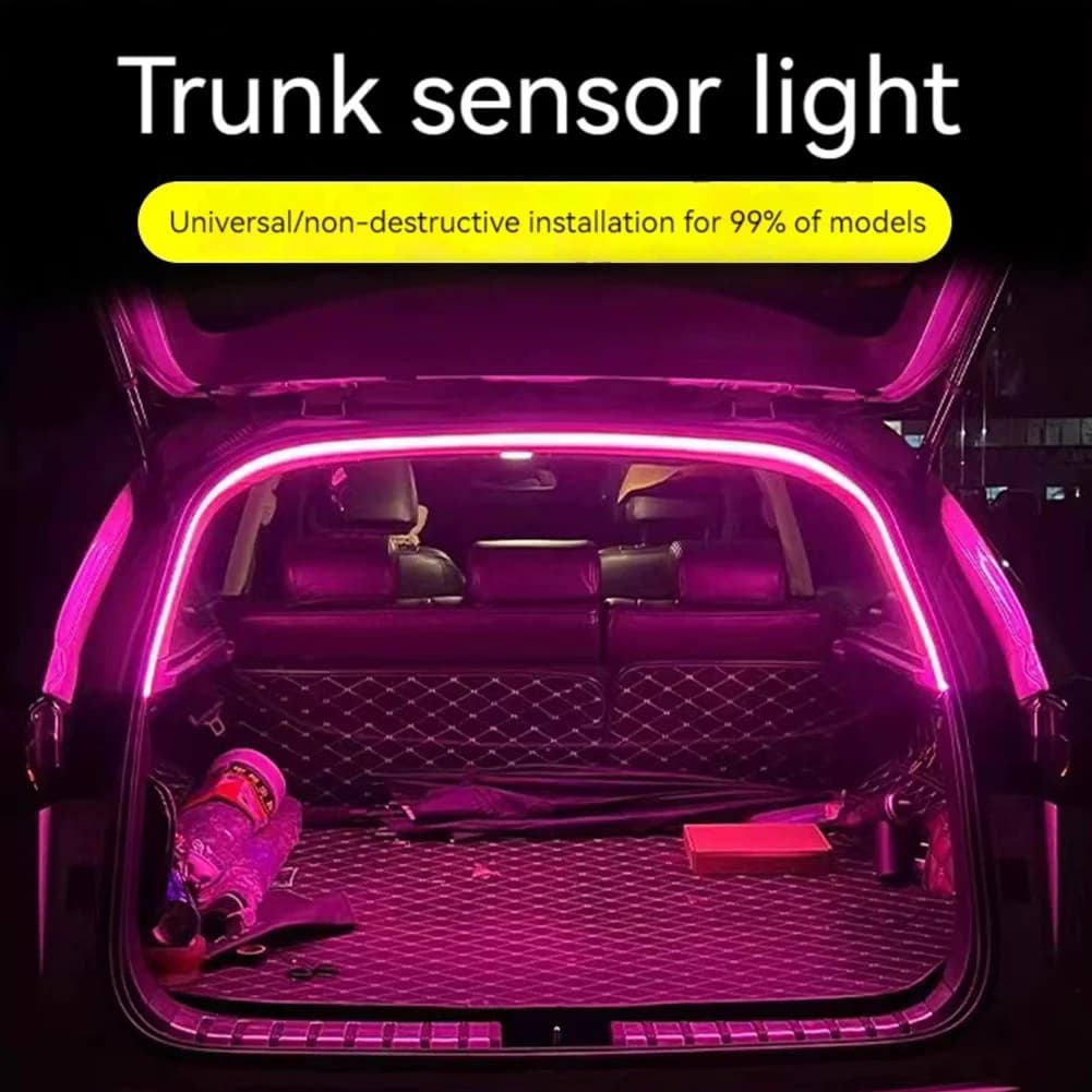 Striscia luminosa per bagagliaio di un'auto a LED 2M/4M senza perforazione Striscia di luce che scorre dinamica Striscia di illuminazione ambientale per bagagliaio di un'auto per l'arredamento del bagagliaio del camion