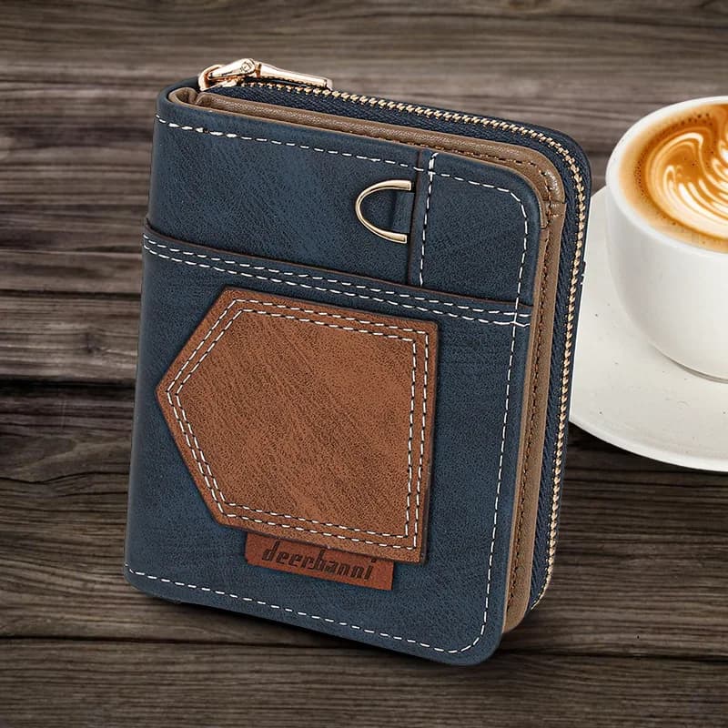 Nuovo Portafoglio Bifold da Uomo in Stile Europeo e Americano, Minimalista, Pieghevole, con Cerniera, Sottile, per Dollari e Monete