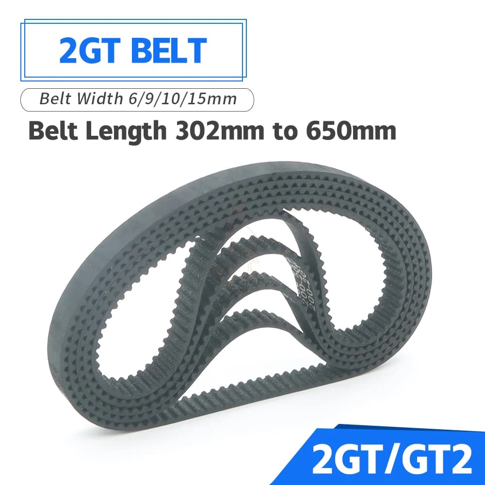 2GT larghezza cinghia 6/10/15mm GT2 cinghia dentata perimetro 302mm ~ 650mm anello chiuso fasatura in gomma cinghia sincrona parti della cinghia della stampante 3D