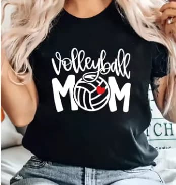 T-shirt da donna con stampa MOM Volleyball, regalo per la mamma, casual, primavera estate, a maniche corte, alla moda