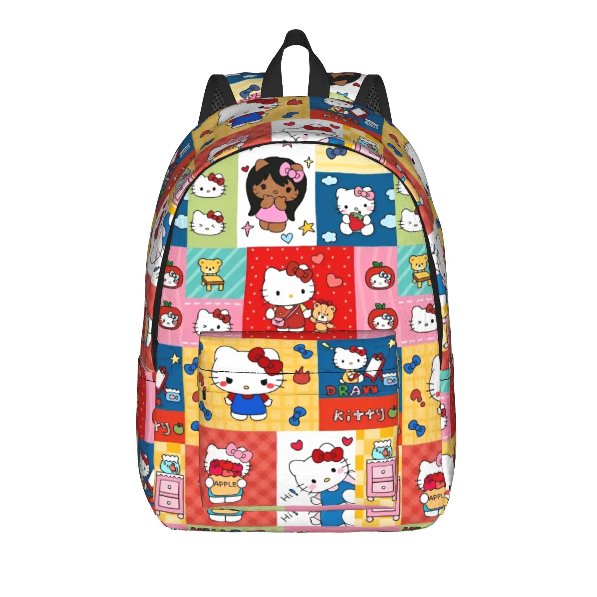 Zaino alla moda con cartoni animati di Hello Kitty, regalo per la scuola superiore, zaino da lavoro per uomo e donna, borse in tela per computer portatile