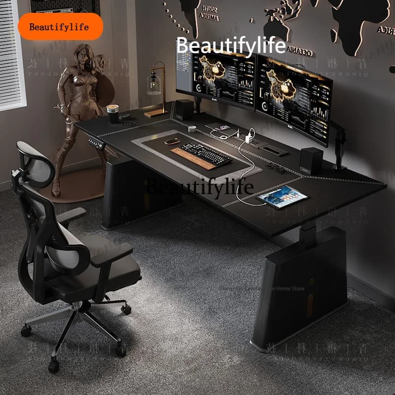 B456 Modern Electric Height-Adjustable Desk Computer Desk Stand Office Smart Solid Wood Office Study Writing Desk Gaming Table