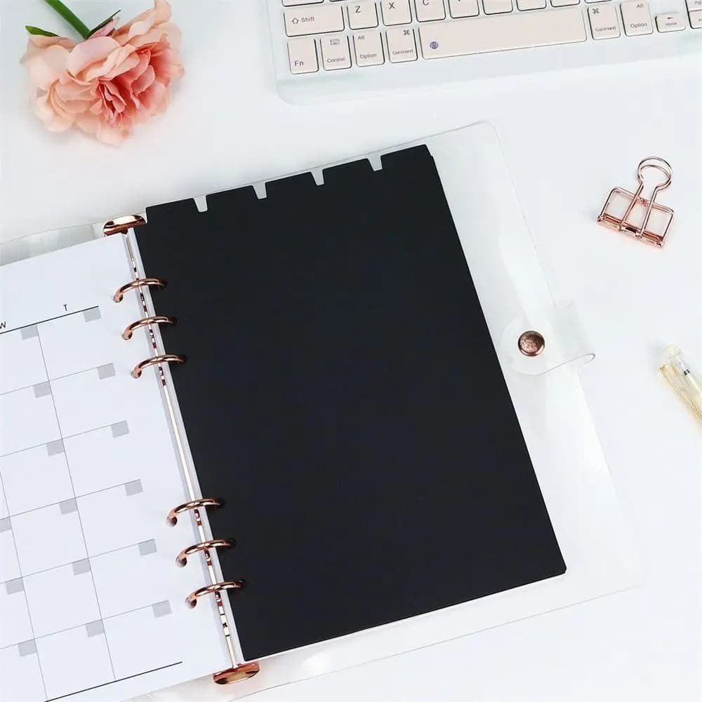 Divisori di pagina di carta interna nera A5 A6 A7 Separatore di indice raccoglitore Divisore a fogli mobili Divisore di carta per notebook Divisore di indice