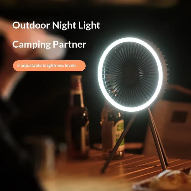 Portable Rechargeable Camping Fan 10000mAh Wireless Ceiling Desktop Fan with Power Bank LED Light