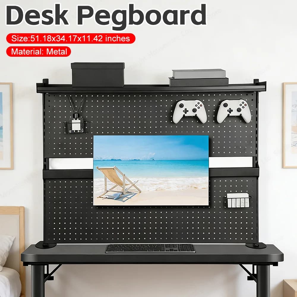 Desk Organizer with Forged Panel and Monitor Supports, Computer Accessories with Clamping for Home, Office, Dormitory, Gaming Desk