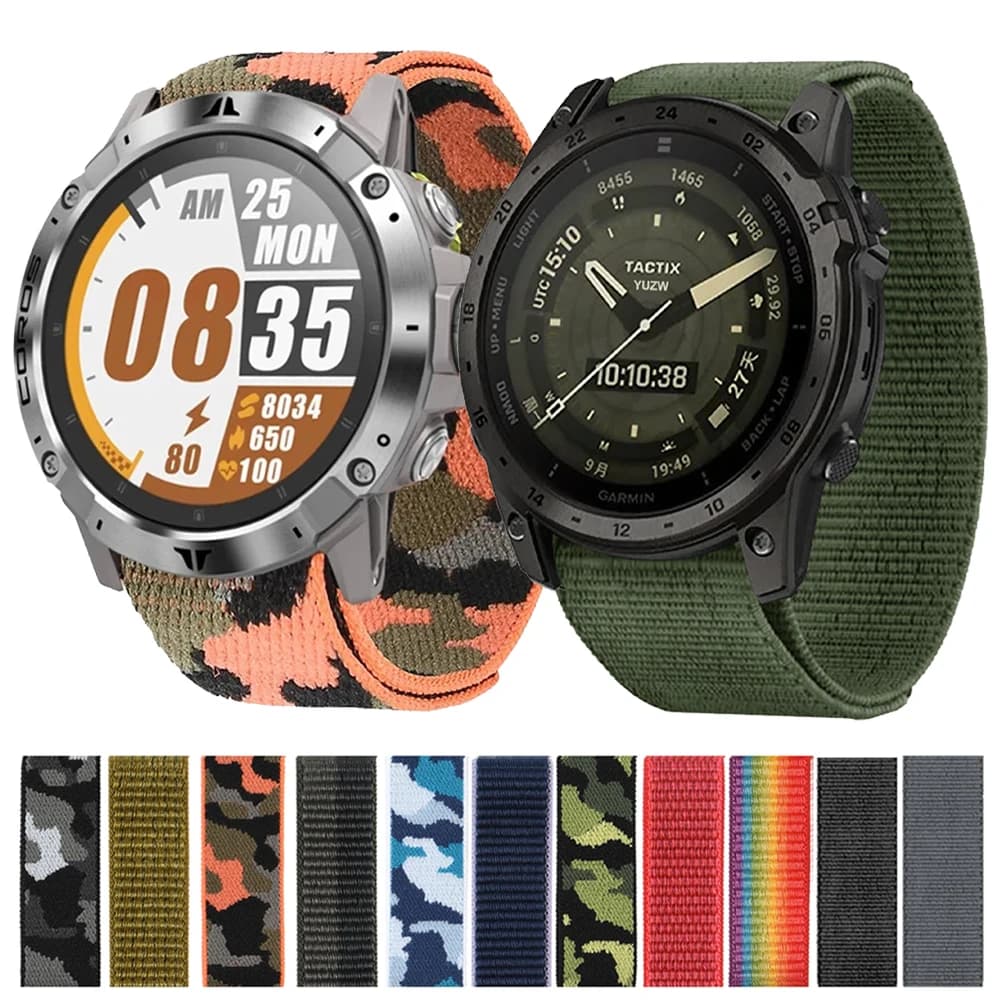 26mm 22mm Cinghia elastica in nylon per Coros VERTIX 2 Fascia regolabile per Garmin Tactix 7 AMOLED 7Pro Delta Bravo Quatix 7X Cintura