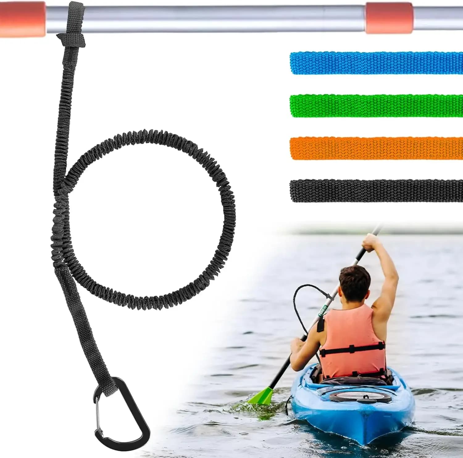 1 pz elastico kayak canoa paddle cintura retrattile kayak corda di trazione cordino pagaia a remi anti-lossing accessori per kayak