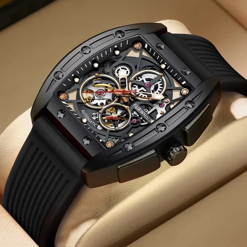Mark Fairwhale Mechanical Wristwatches Luxury Tourbillon Men Watches Business Silicone Strap Waterproof Fashion Automatic Watch