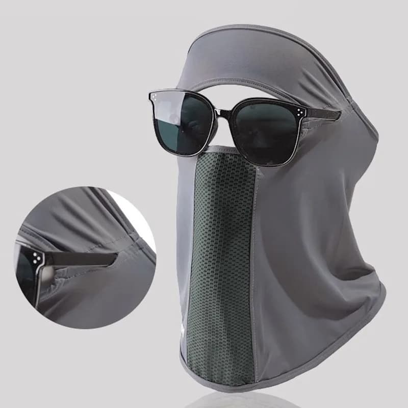 Maschera Protettiva Estiva per il Viso Gini, Sciarpa Sportiva Anti-UV in Seta Ghiacciata con Foro per Occhiali - 1 Pezzo