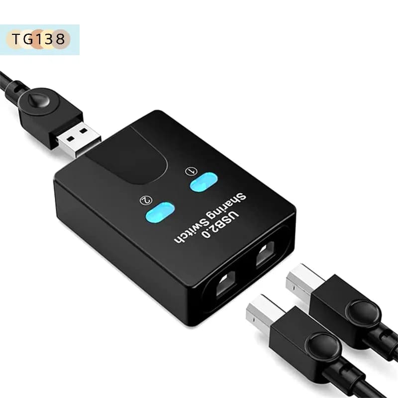 【Nuovo】Hub USB 2.0 a 2 porte, switch per stampante, splitter per due computer, condivisione stampante e dispositivi USB, 2 USB in 1 out H9S3