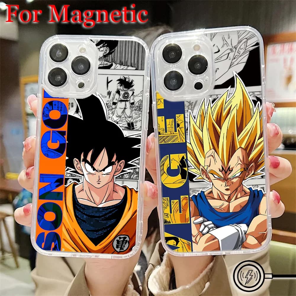 Magnetic Phone Case for iPhone 17 16 15 14 13 12 11 8 7 Air Plus Pro Max X XR XSMax Clear Tpu Cool Goku Anime Dragons Balls