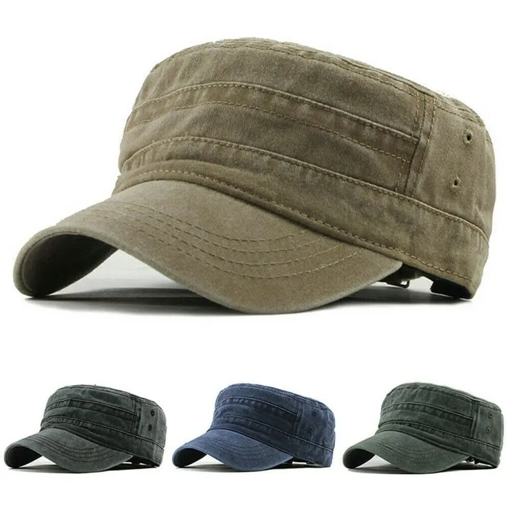 Berretto piatto militare da uomo con testa grande all'aperto Berretto da baseball in puro cotone di grandi dimensioni Cappello militare estivo in poliestere taglie forti