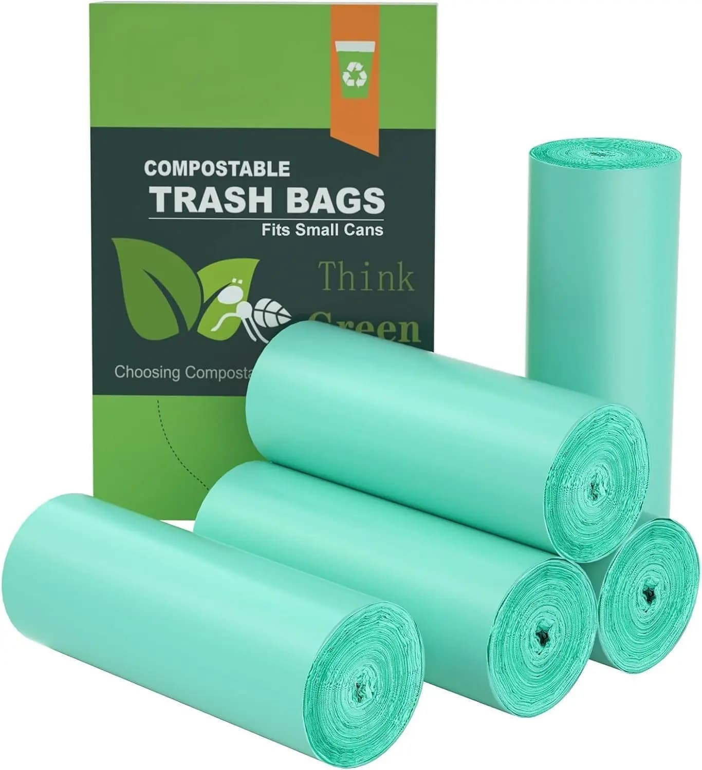 200 Sacchetti Mini per Rifiuti, Compostabili e Resistenti da 1,2 Galloni, Adatti per Bidoni da 4,5-5 Litri per Uso Domestico