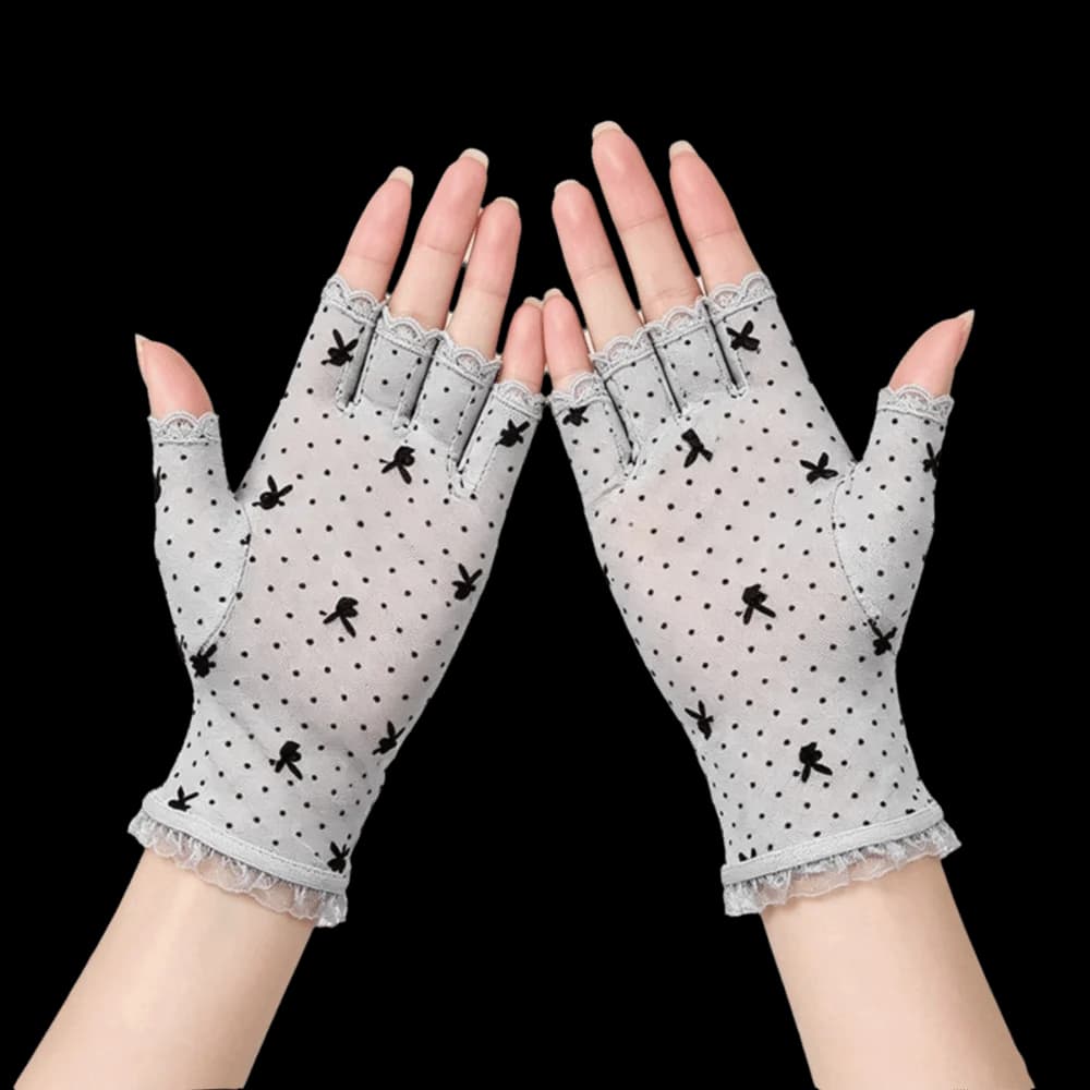 Fancy Style Short Half Finger Gloves Thin Lace Trim Mesh Sunscreen Gloves Breathable Fishnet Gloves Women