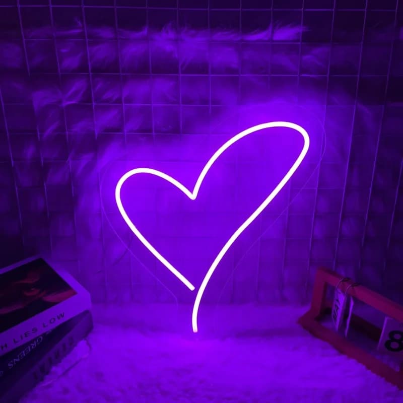 Insegna al neon a forma di cuore, luce al neon a led, decorazione da parete personalizzata per feste di matrimonio, luce al neon per camera da letto, regalo di anniversario, insegna al neon Love Art