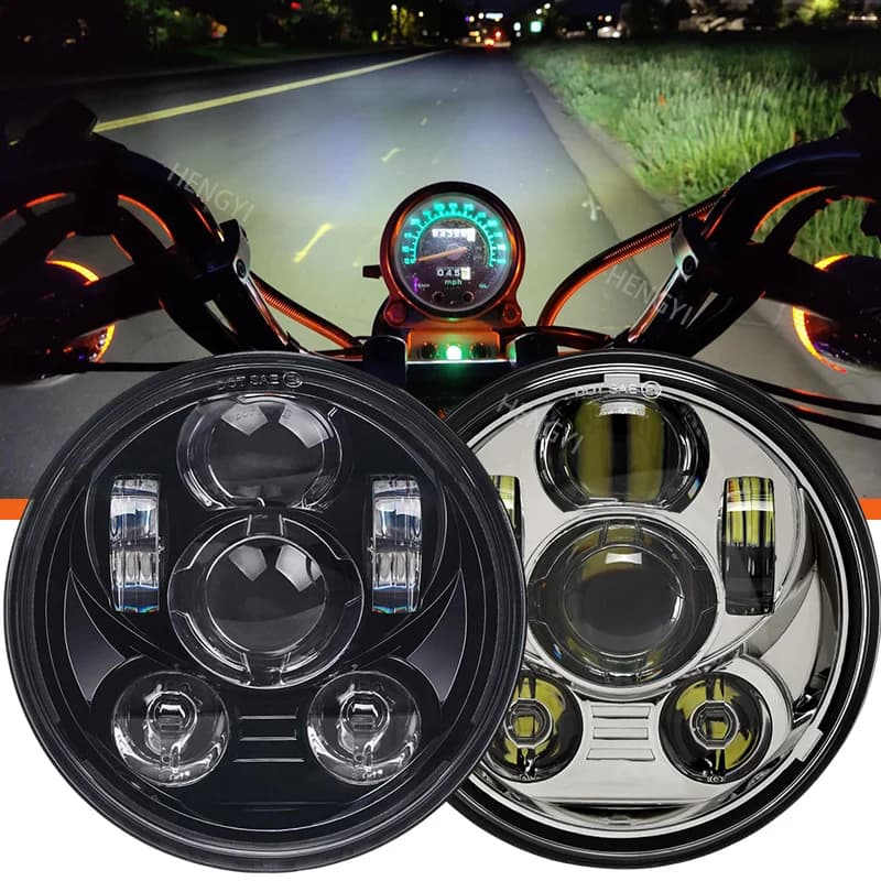 Faro moto integrato anti-sfarfallio LED da 5,75 pollici compatibile con Harley Davidson Dyna Sportster Iron 883 1200 Low Rider