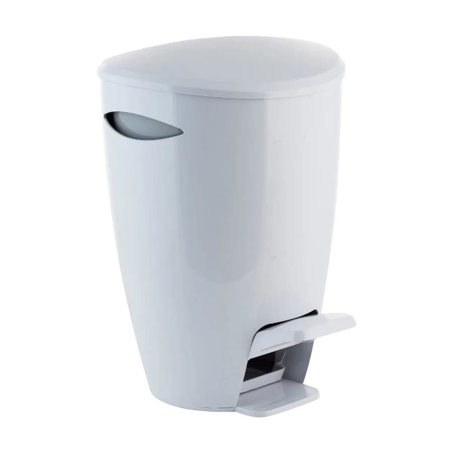 Cestino per Rifiuti da Bagno in Plastica Bianca da 1,3 Galloni con Pedale, per Spazi Compatti, con Funzionamento a Pedale Facilitato e Design Moderno ed Elegante
