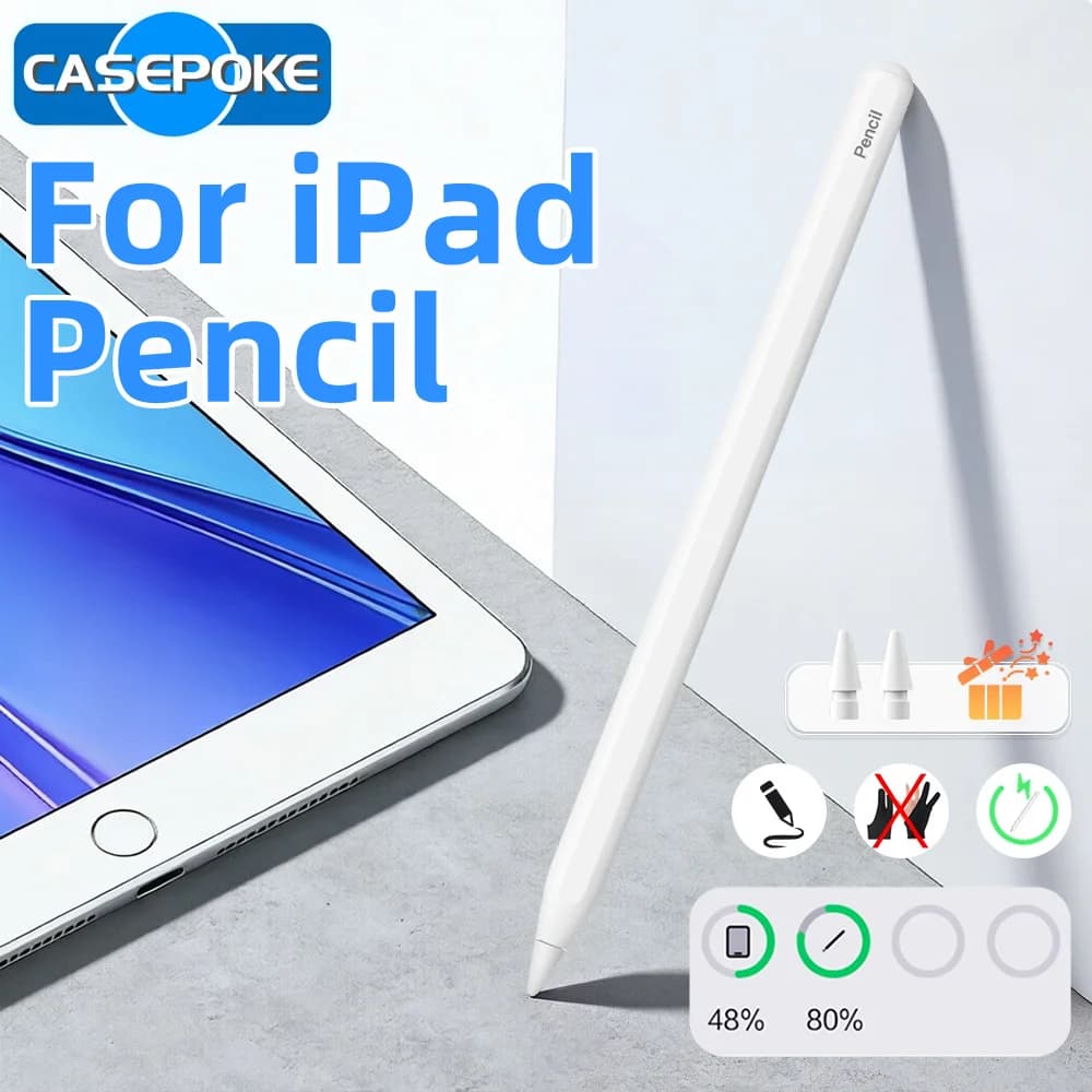 CASEPOKE Nuovo Stylus per Apple Pencil 2 con Ricarica Wireless per iPad A16 11a 10a Gen Pro 11 12.9 13 M2 M3 Air 3/4/5/6 Mini 6 Pen