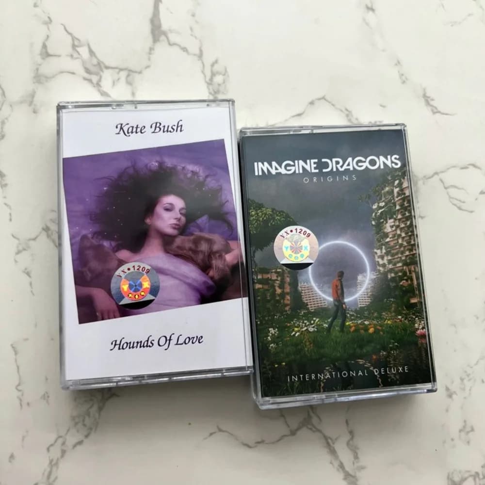 Kate Bush Hounds of Love Imagine Dragons Origins Nastro audio in cassetta Pop Rock Nuovo Sigillato Collezione per fan