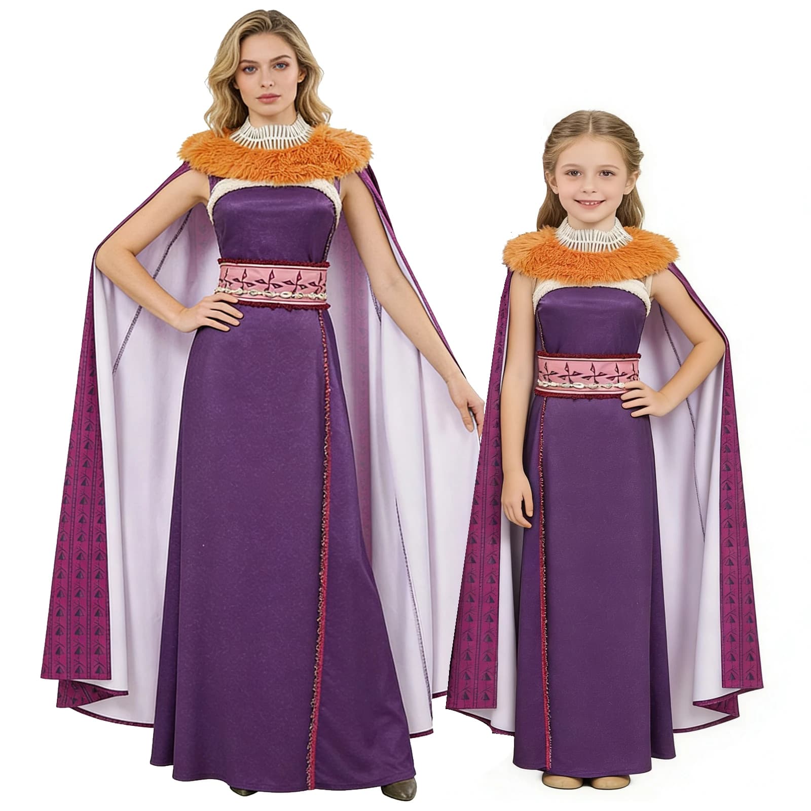 Moana Cosplay Costume for Women, Matangi Cable Dress, Purple Mantle, Halloween Dress with Hair and Belt