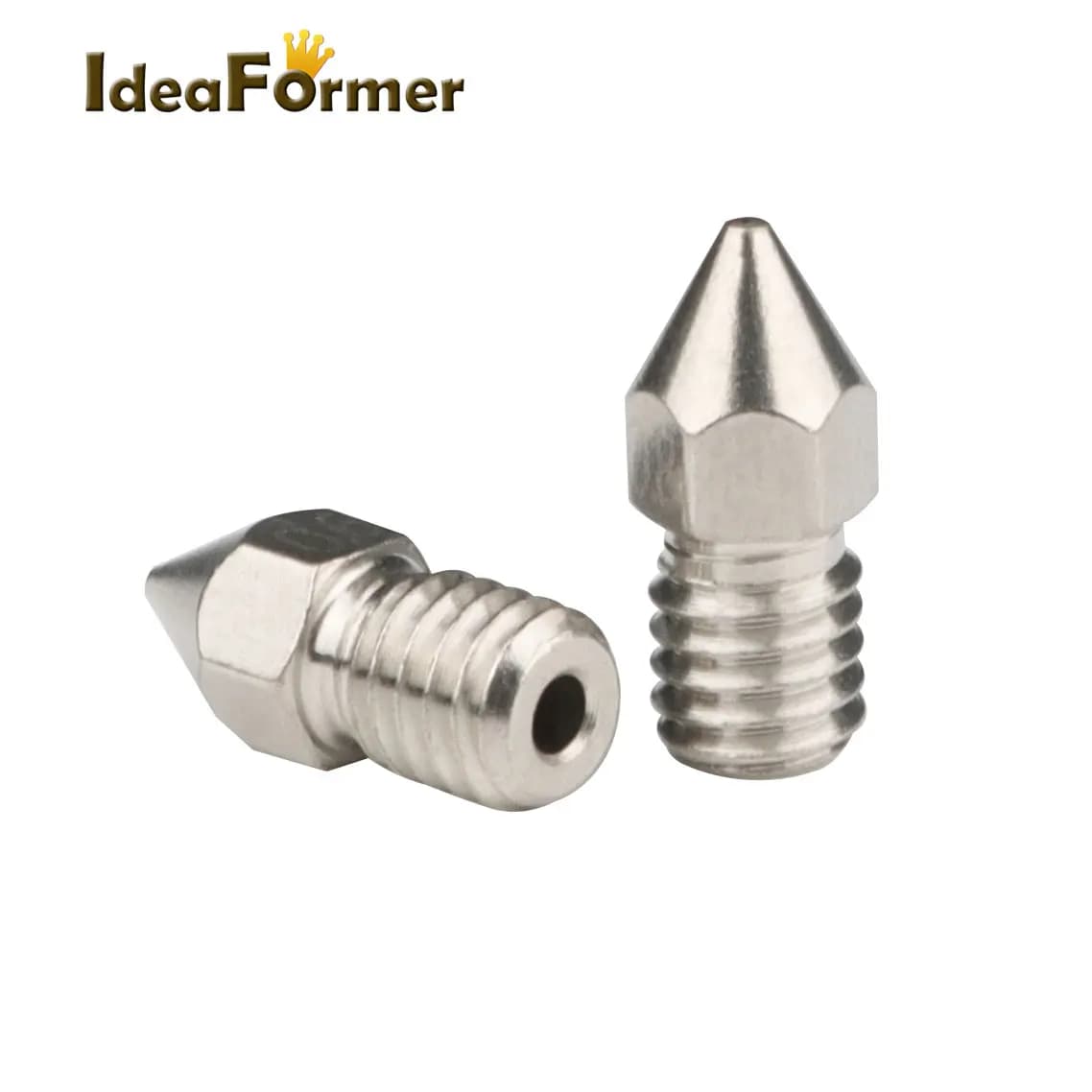 IdeaFormer 5/10 Pezzi Ugelli in Ottone Nichelato M6 da 0.4/0.6/0.8/1.0mm per Hotend IR3 V2 IR3 V1 1.75mm, Ricambi per Stampanti 3D
