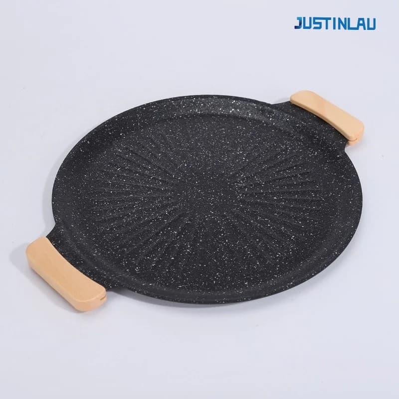 JUSTINLAU Baking pans Kitchen non-stick cookers Multi-purpose cooker Wood-coating handle Outdoor barbecue tool Bakeware kitchen utensils