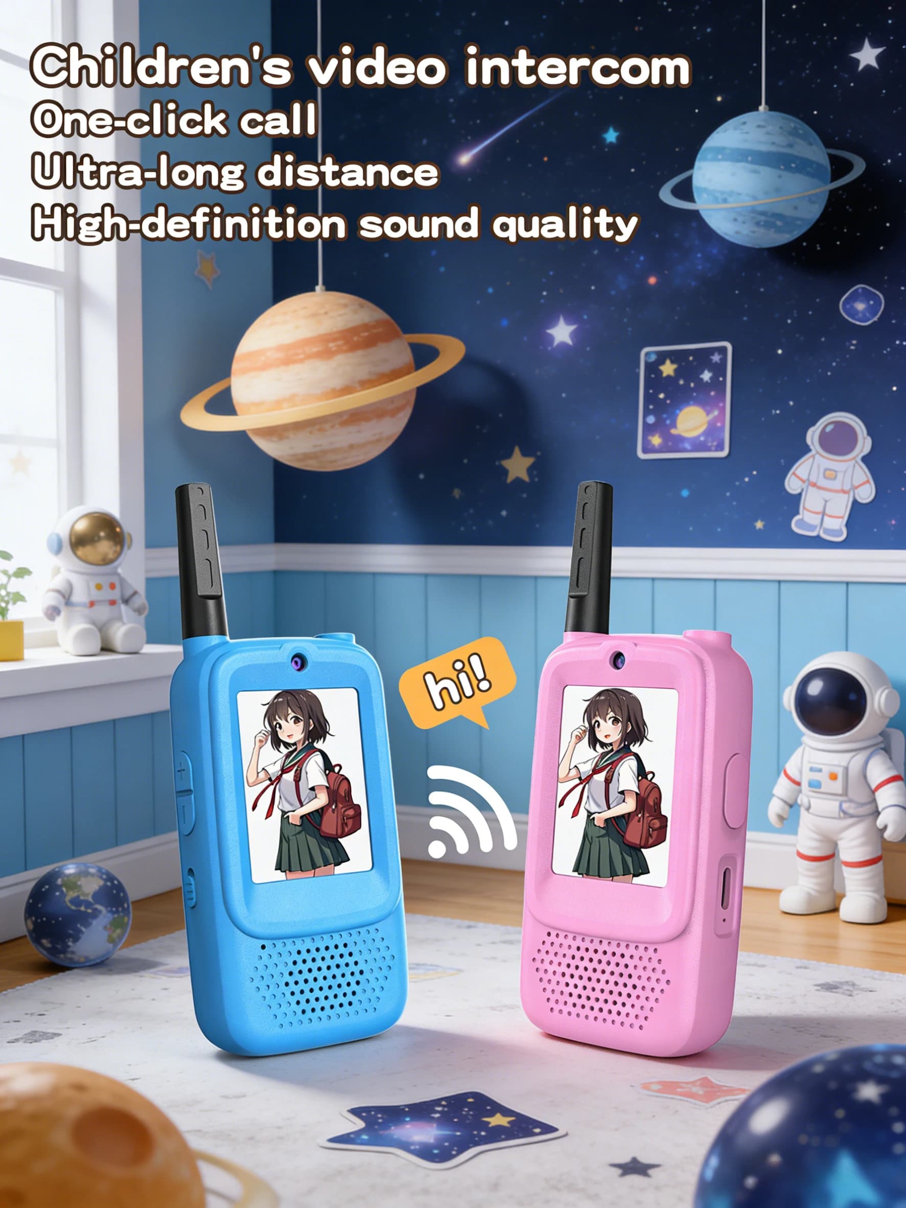 2PCS Bambini Video Walkie Talkie per bambini Ricaricabili Giocattoli per bambini per campeggio interno Viaggi Compleanno Gfits per bambini dai 3 ai 12 anni