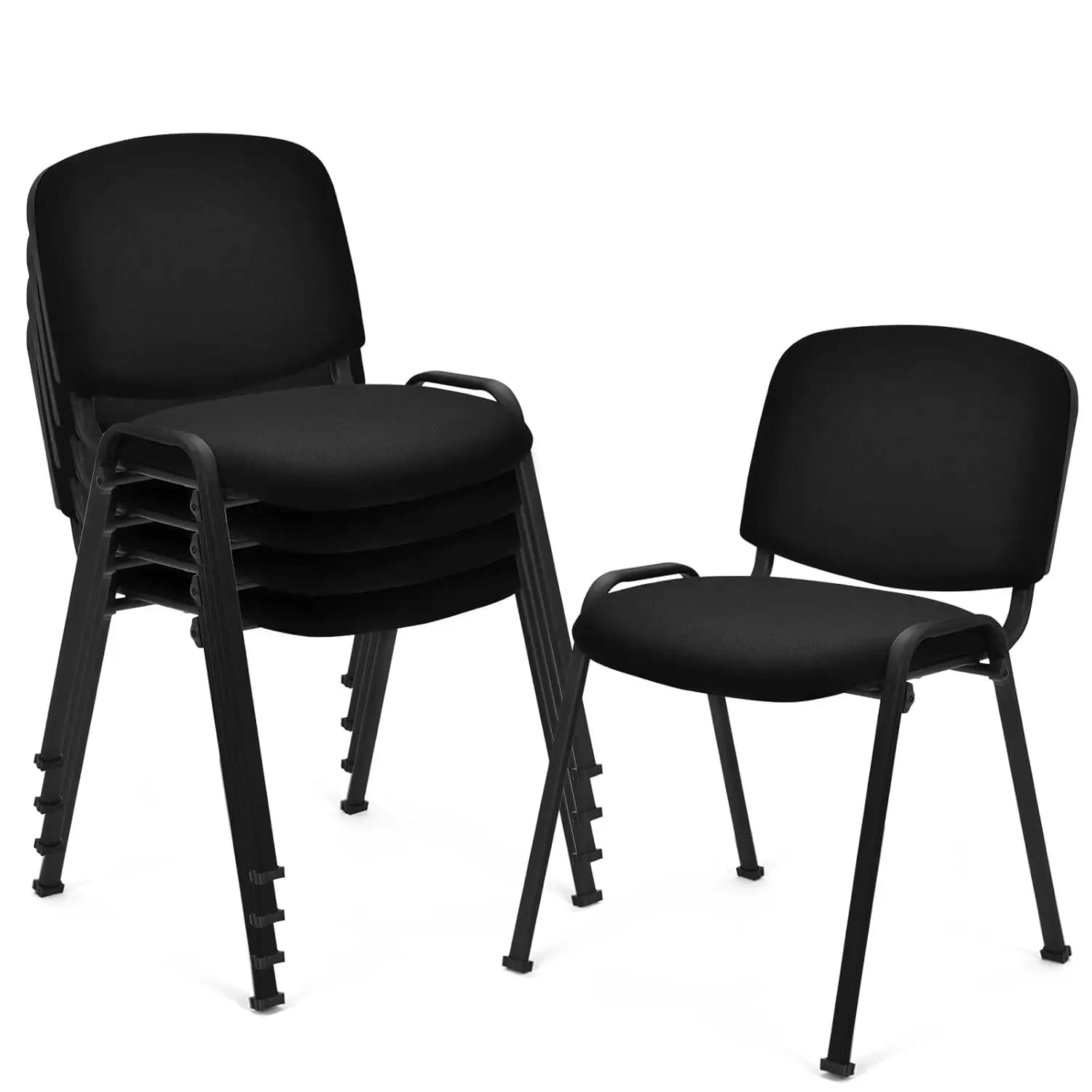 Set of Impilable Chairs for Conferences with Padded Bearing, Ergonomics for Reception, Waiting Room, Meetings, Office, Church, Pack of 5, Customizable