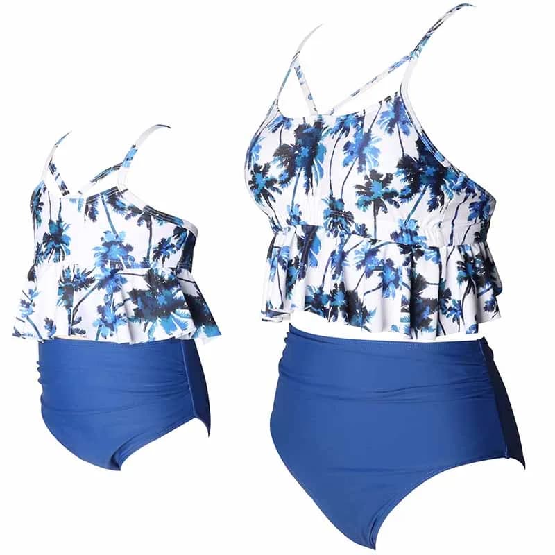 Set di costumi da bagno coordinati per la famiglia, bikini alla moda per mamma e figlia, abiti da spiaggia coordinati per madre e figlia, costumi da bagno in 2 pezzi