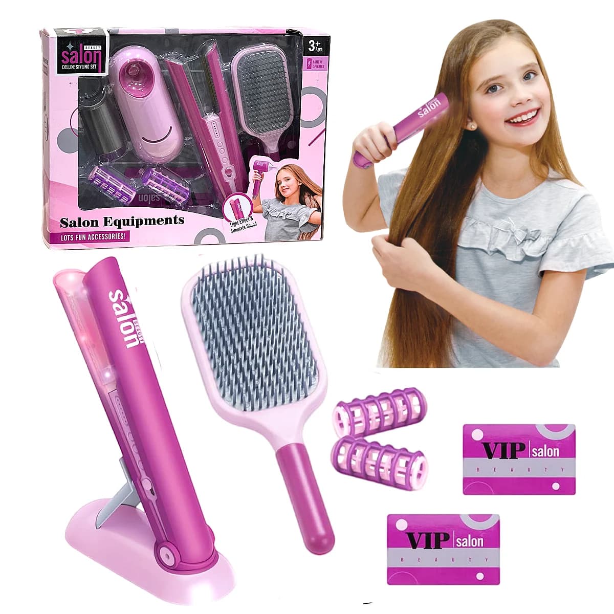 8 Piece Beauty Hairdresser Toy Kit With Plate And Styling Accessories, Fashionable Doll Designer Set, Christmas