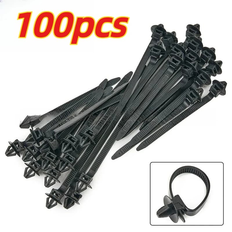 10/100 Pezzi Fascette Nere in Nylon per Auto, Fermacavi a Pressione, Clip per Gestione Cavi, Organizzatori per Fili Auto