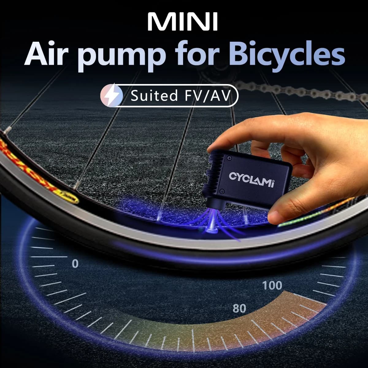 CYC LAMI Mini Plus pompa portatile per bicicletta gonfiatore ad aria Cordless Presta Schrader valvola Outdoor MTB accessori per bici